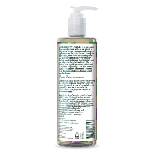 pH balanced lavender dog shampoo for sensitive canine skin