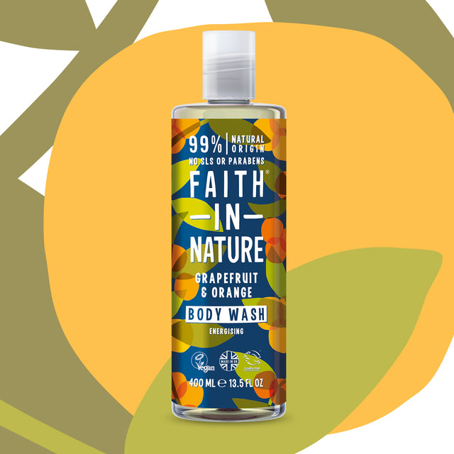 Vegan citrus body wash with grapefruit and orange oils
